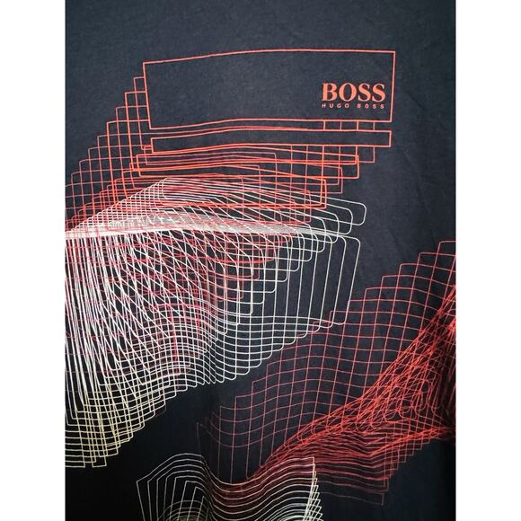 Hugo Boss Men’s Short Sleeve T Shirt Navy Geometric Graphic Soft Cotton Lg - Picture 4 of 12